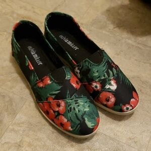 Olivia Miller Floral Print Slip On Canvas Flats